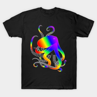 Rainbow octopus for black merch T-Shirt